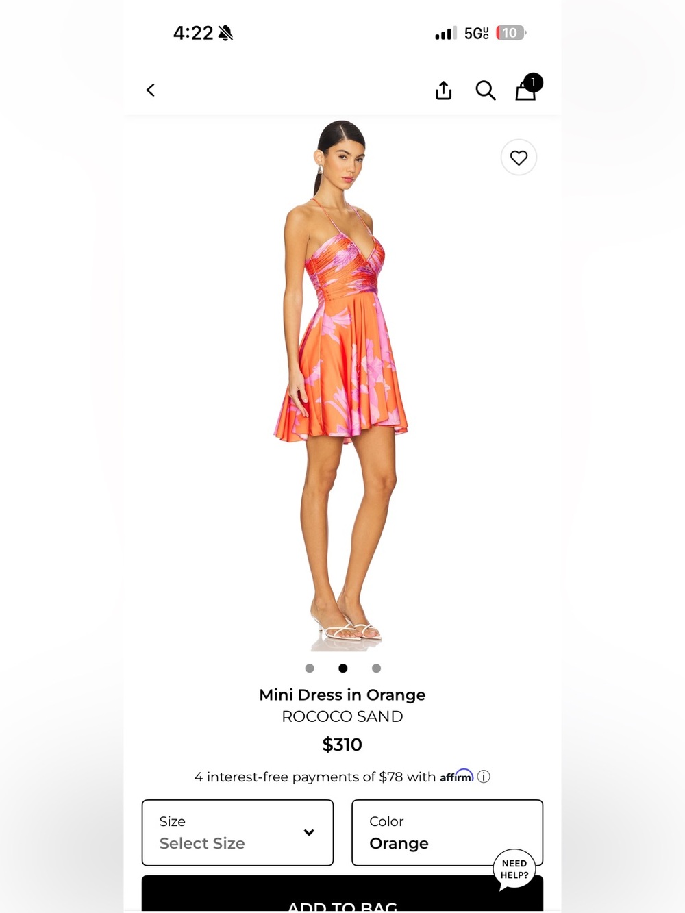 Rococo Sand Orange and Pink Floral Sundress NEW W TAGS retail $310.00